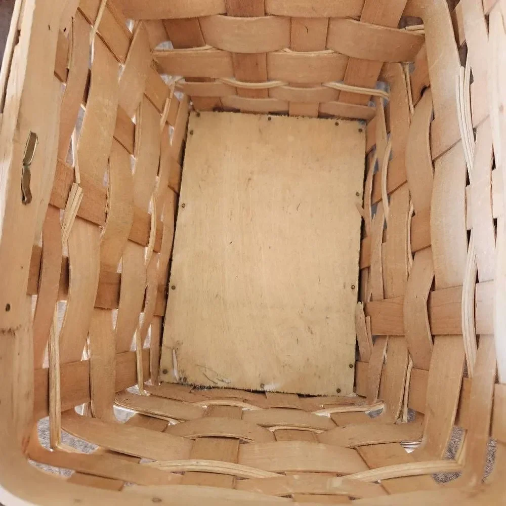 Wooden woven wicker carrying baskets bundle of 3 light brown tan storage organiz
